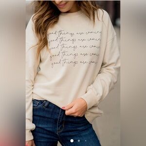 ‘Good things are Coming’ Oversized Graphic Print Sweatshirt
